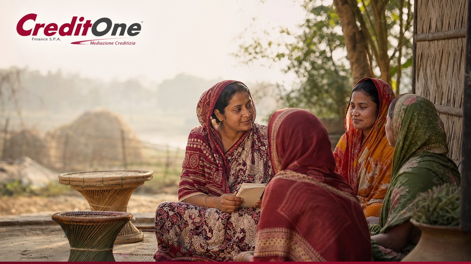 Donne di un villaggio rurale del Bangladesh riunite in un gruppo di credito solidale